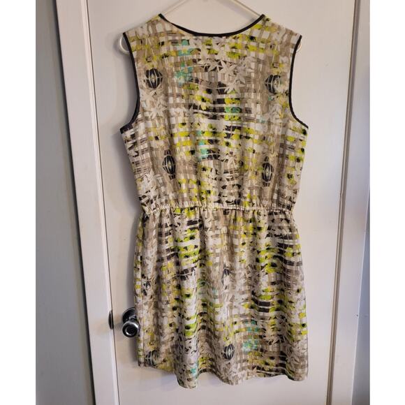 Apt9 Lime Graphic Sleeveless Mini Dress L Lined Beachy Elastic Waist Quarter Zip - Picture 11 of 12
